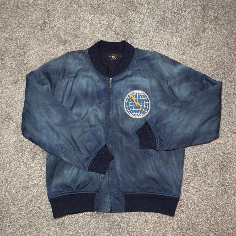 RRL Ralph Lauren 381st Air Rescue Quilted Bomber Jacket Indigo XXL RARE polo